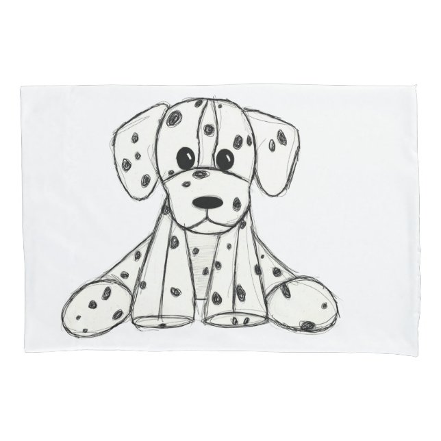 Desenho simples de um cão dalmata de pelúcia em pr (Frente-Esquerda)