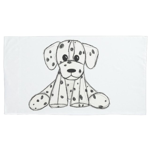 Desenho simples de um cão dalmata de pelúcia em pr (Frente-Esquerda)