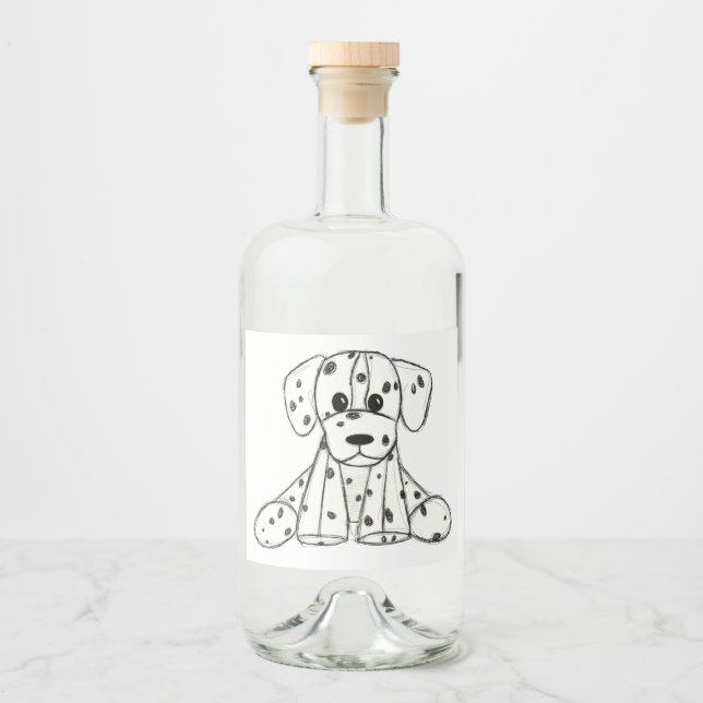 Desenho simples de um cão dalmata de pelúcia em pr (Frente)