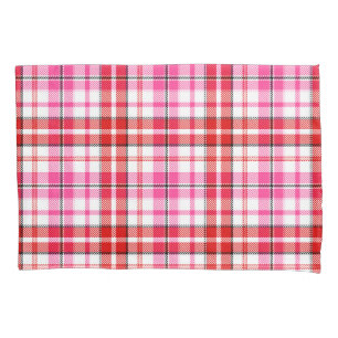 Desenho Xadrez Escocês Branco Vermelho Rosa