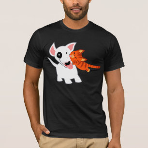 Desenhos animados bonitos bull terrier e t-shirt