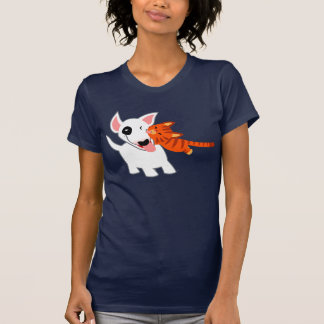 Desenhos animados bonitos bull terrier e t-shirt