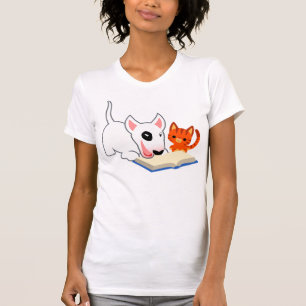 Desenhos animados Bullie e gatinho com o t-shirt