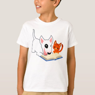 Desenhos animados Bullie e gatinho com o t-shirt