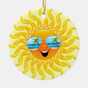 Desenhos animados de Sun do verão com ornamento