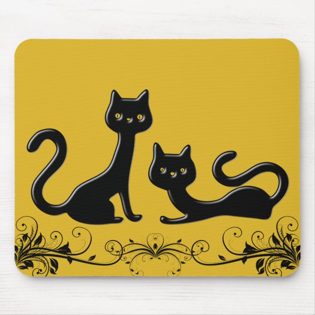 Desenhos animados pretos II Mousepad dos gatinhos (Frente)
