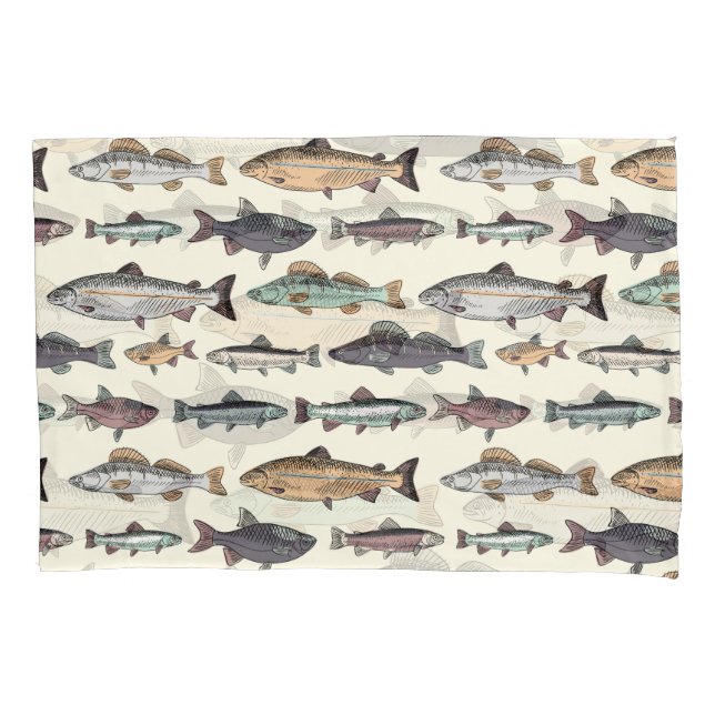 Desenhos de peixe venenoso, padrão sem costura. (Frente)