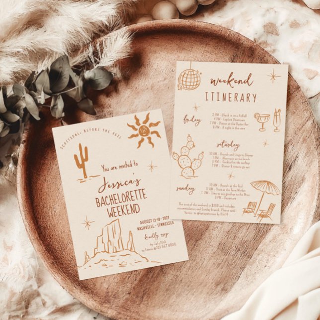 Desert Bachelorette Fim de semana Convite Itinerár (Criador carregado)