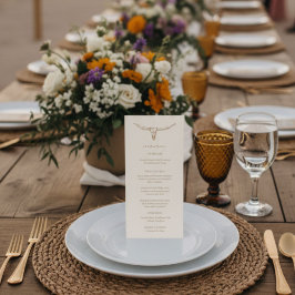Desert Boho Cow Skull Wedding Menu Card