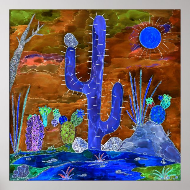 Desert Cactus Evening Poster 24"x24" (Frente)