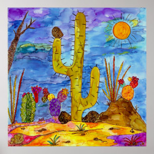 Desert Cactus Morning Poster de 24"x24"