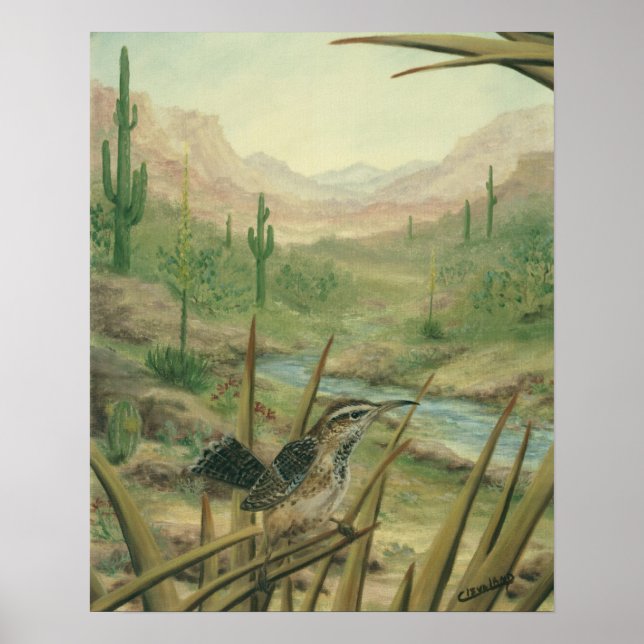 Desert Cactus Wren Poster (Frente)