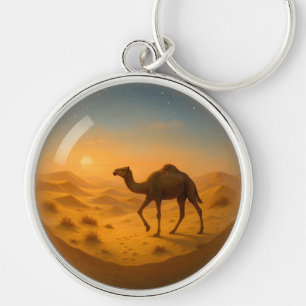 Desert Camel em Glass Sphere Chaveiro