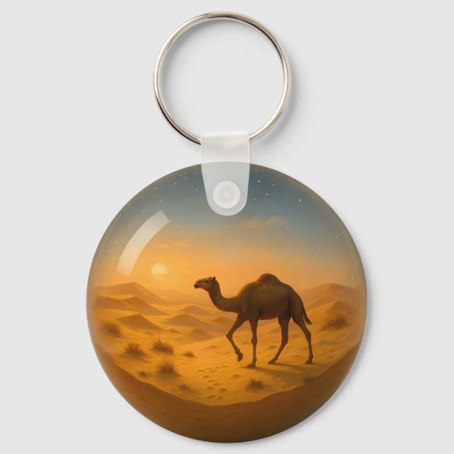 Desert Camel em Glass Sphere Chaveiro (Frente)