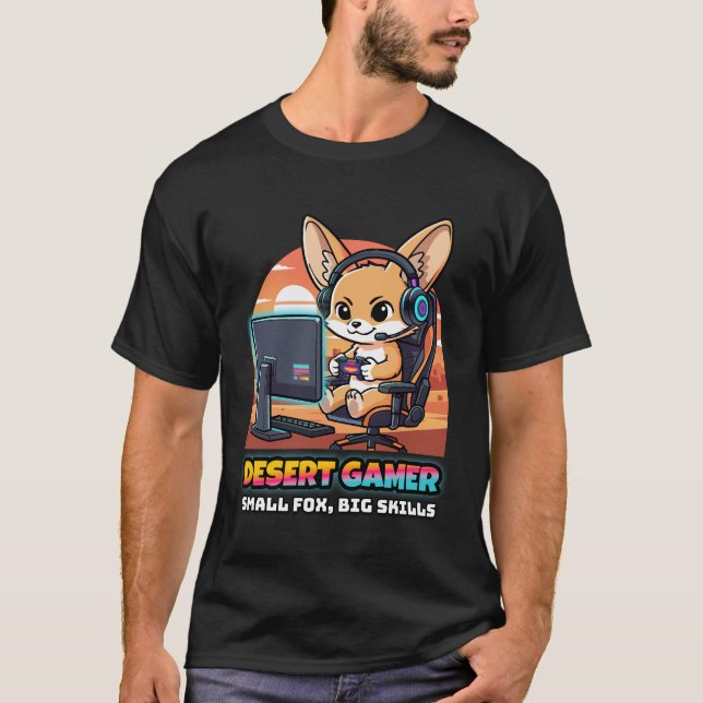 Desert Gamer Fennec Fox - Gaming Streamer T-Shirt (Frente)