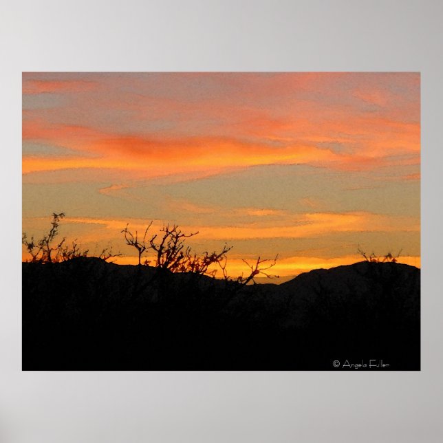 Desert Sunrise Digital Watercolor Poster (Frente)