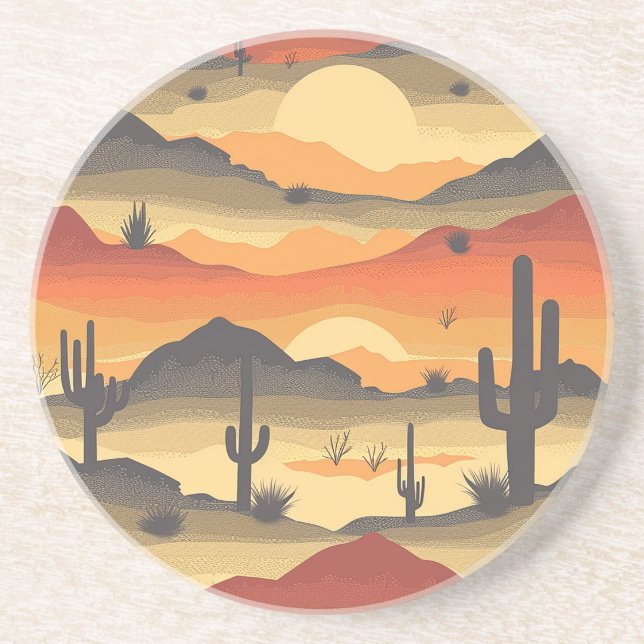 Desert Sunset Sandstone Porta copos (Frente)