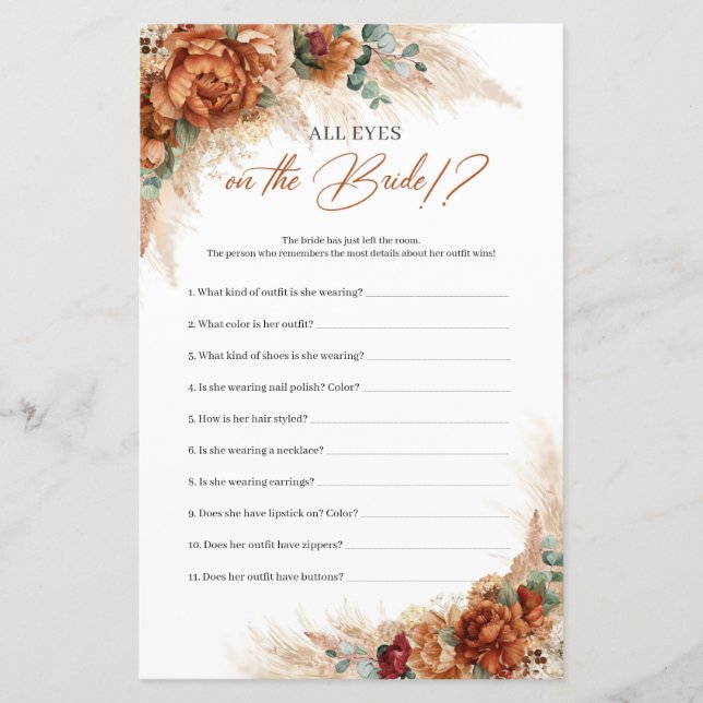 Desert terracotta burgundy Todos os olhos na noiva (Frente)