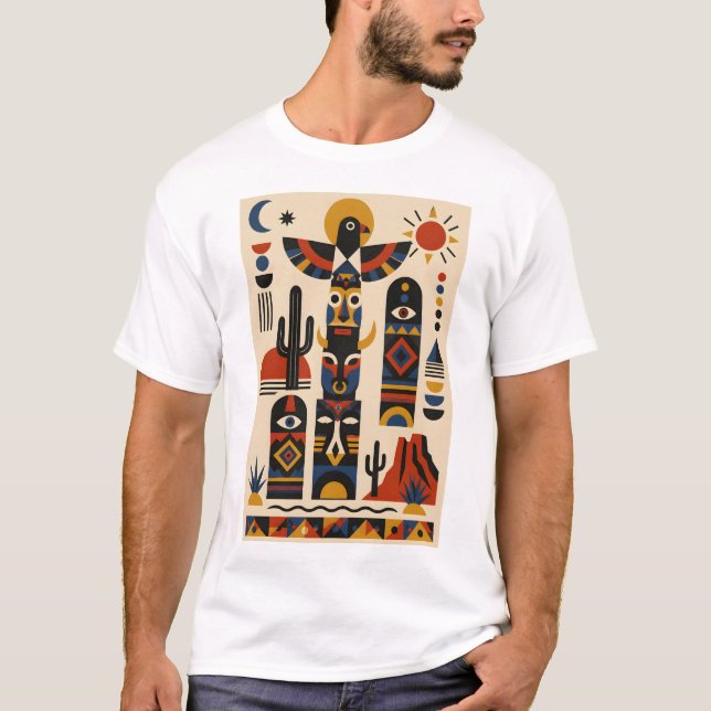 Desert Totems – Geometric Art T-Shirt (Frente)