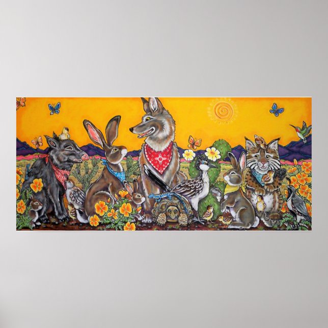 Deserto Vida Selvagem Humorística Poster Sudoeste (Frente)