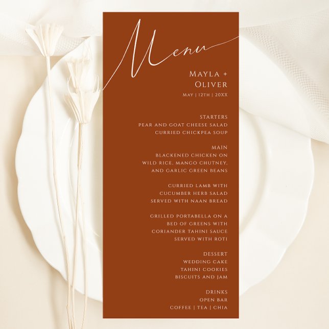 Deserto Whimsic | Menu Janto Casamento Terracotta (Criador carregado)