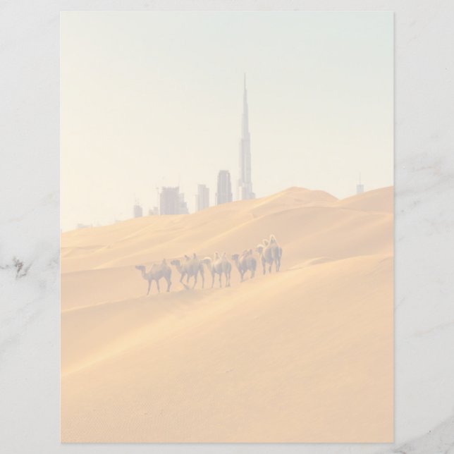 Deserts | Dubai's Skyline View with Camels (Frente)