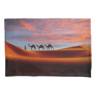 Deserts Man & Camels in the Sand Dunes