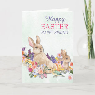 Desfile de Flor com Cartão de Bunnies de Páscoa