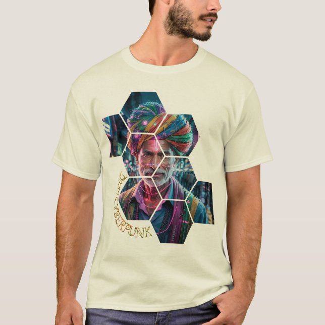 Desi Cyberpunk T-Shirt - Onde a Tradição Encontra (Frente)