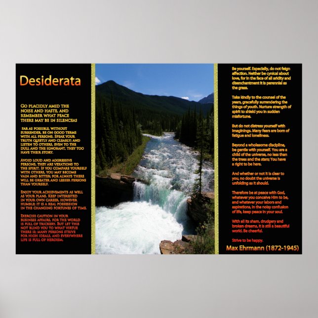 DESIDERATA Cascatas de laranja Posters 8 (Frente)