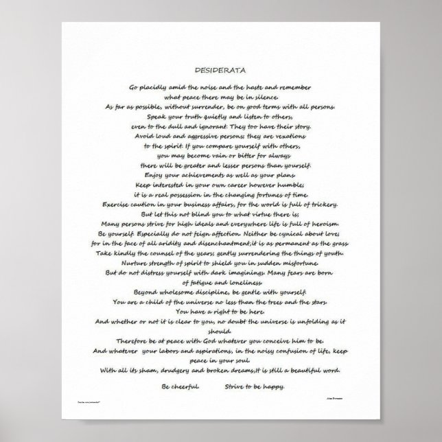 DESIDERATA MAX EHRMANN POSTER (Frente)