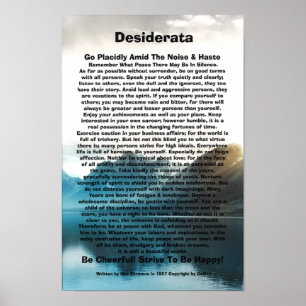 Desiderata no poster das proximidades do lago