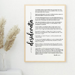 Desiderata Poem por Max Ehrmann Poster