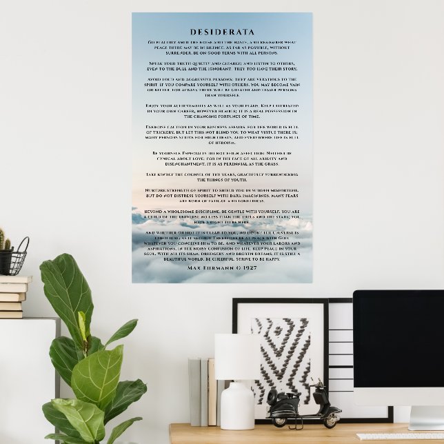Desiderata Poem Poster Above the Cloud (Escritório em casa)