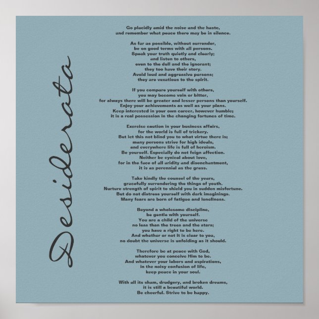 Desiderata Poster - Alterar Cor de Fundo (Frente)