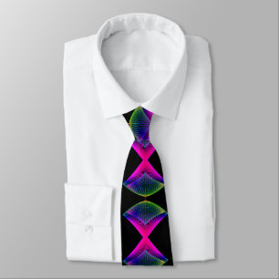 Design abstrato das cores neon na gravata preta