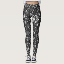 Design abstrato Leggings pretas e brancas