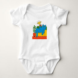 Design - Blue Cat Trophy Lounger - Camiseta Bebê
