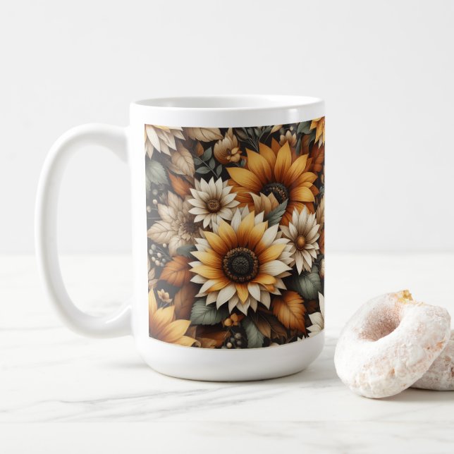 Design botulínico de flor selvagem caneca de café  (Com Donut)