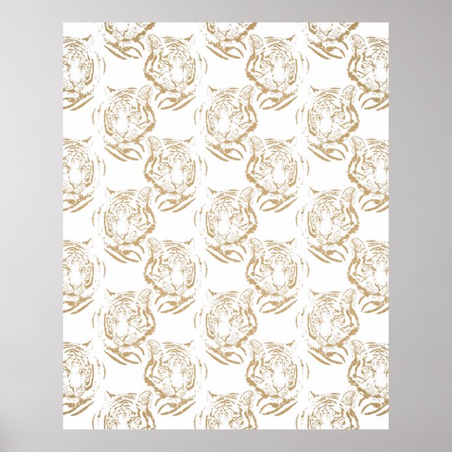 Design branco Elegante Dourado Tiger Impressão (Frente)