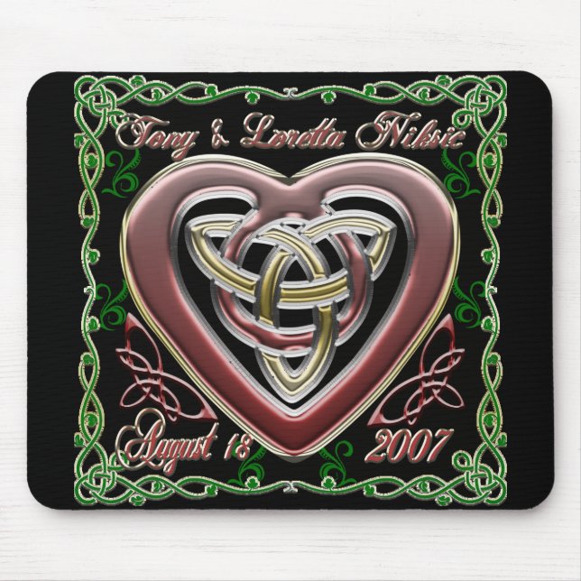 Design celta Mousepad do casamento/aniversário do (Frente)