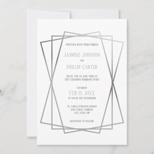 Design Cinza Moderno - Convite de Casamento (Frente)