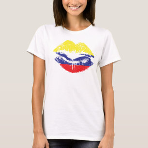 Design colombiano do t-shirt dos lábios para