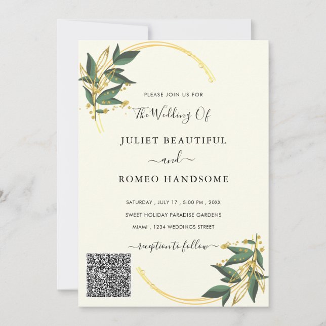 Design Convite de Casamento com Código QR (Frente)