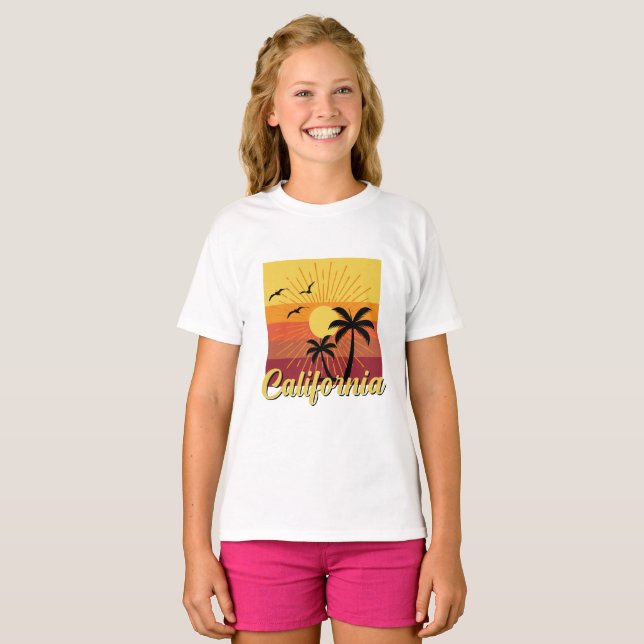 Design da Califórnia - Camisa Básica Para Meninas (Frente Completa)