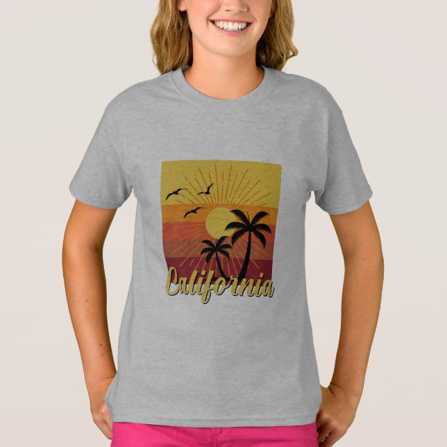 Design da Califórnia - Camisa Básica Para Meninas (Frente)