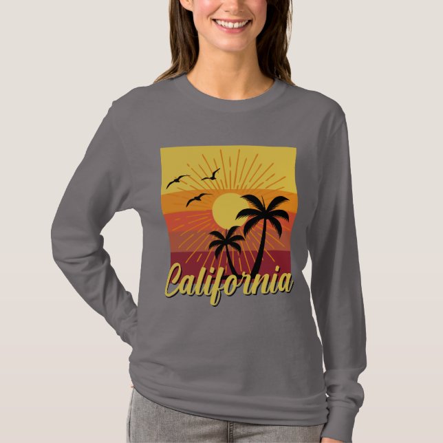 Design da Califórnia - Camisa de Manga Longa Básic (Frente)