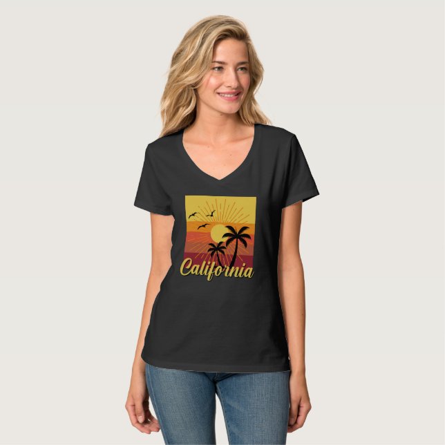 Design da Califórnia - Camiseta Básica do Pescoço- (Frente Completa)