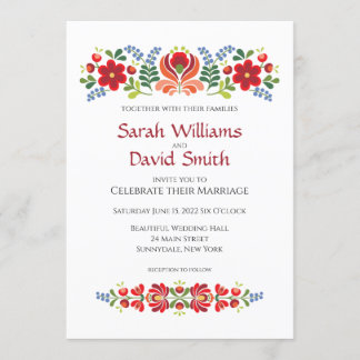 Design da Hungria Flores Vermelhas Convite De Casa