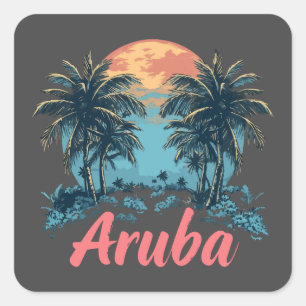 Design da Ilha de Aruba (Versão 2) - Autocolantes 